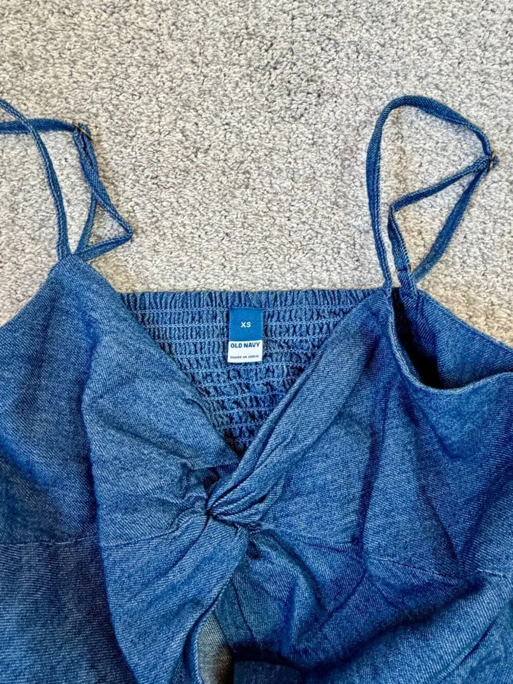 Old Navy Indigo Chambray Spaghetti Strap Cami Romper with Cutout, XS- NWT - Picture 4 of 8